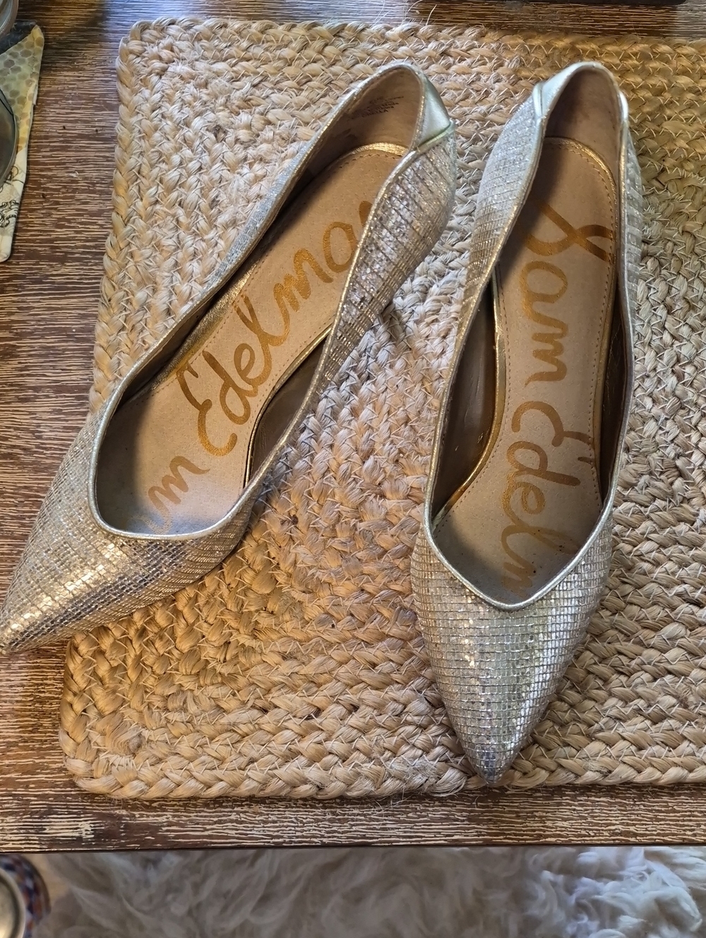 Sam Edelman Orella Pump Pointed-Toe Metallic Heels Gold US 71⁄2